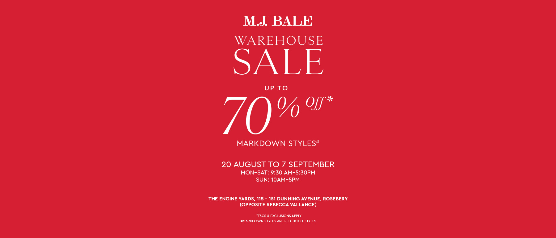 M.J. Bale warehouse sale